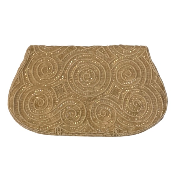 Vintage Dormar Cream Beaded Sequin Clutch Purse Evening Bag Handbag - Picture 3 of 5